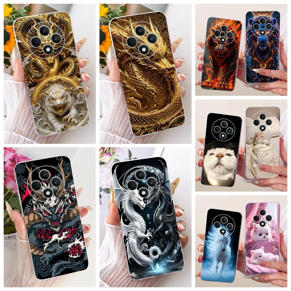 Vỏ Hoạt Hình Cho OPPO Reno 12F / Reno 12 FS / F27 5G Ốp Lưng CPH2637 CPH2687 Cool Dragon Cat Mềm Tro