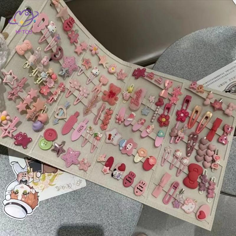 HFTOY 30 / 50 Cái Phụ Kiện Hello Kitty Kẹp Tóc BB Clip Hello Kitty Sanrio Kẹp Tóc Màu Hồng Bộ Kẹp Tó
