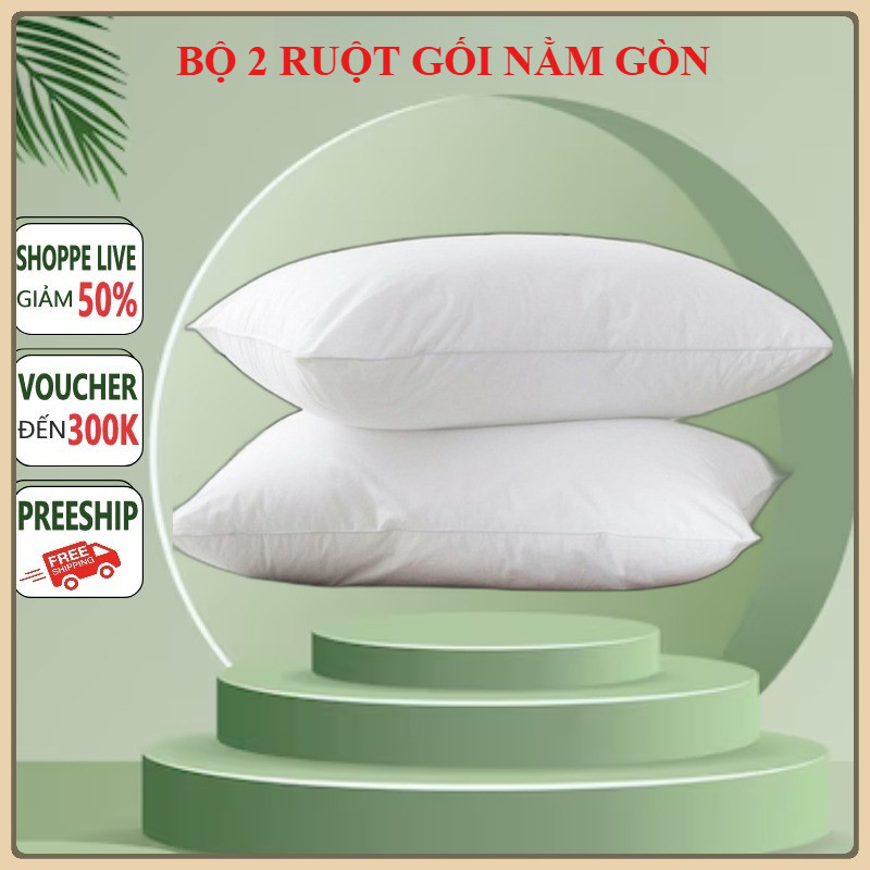 Combo 2 gối nằm ép hơi cao cấp có khóa kéo, bộ hai ruột gối nằm gòn
