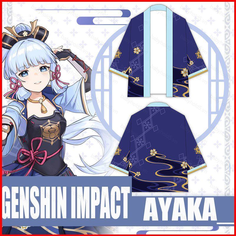 BH5 Áo Khoác Kimono Kamisato Ayaka Phong Cách Cosplay