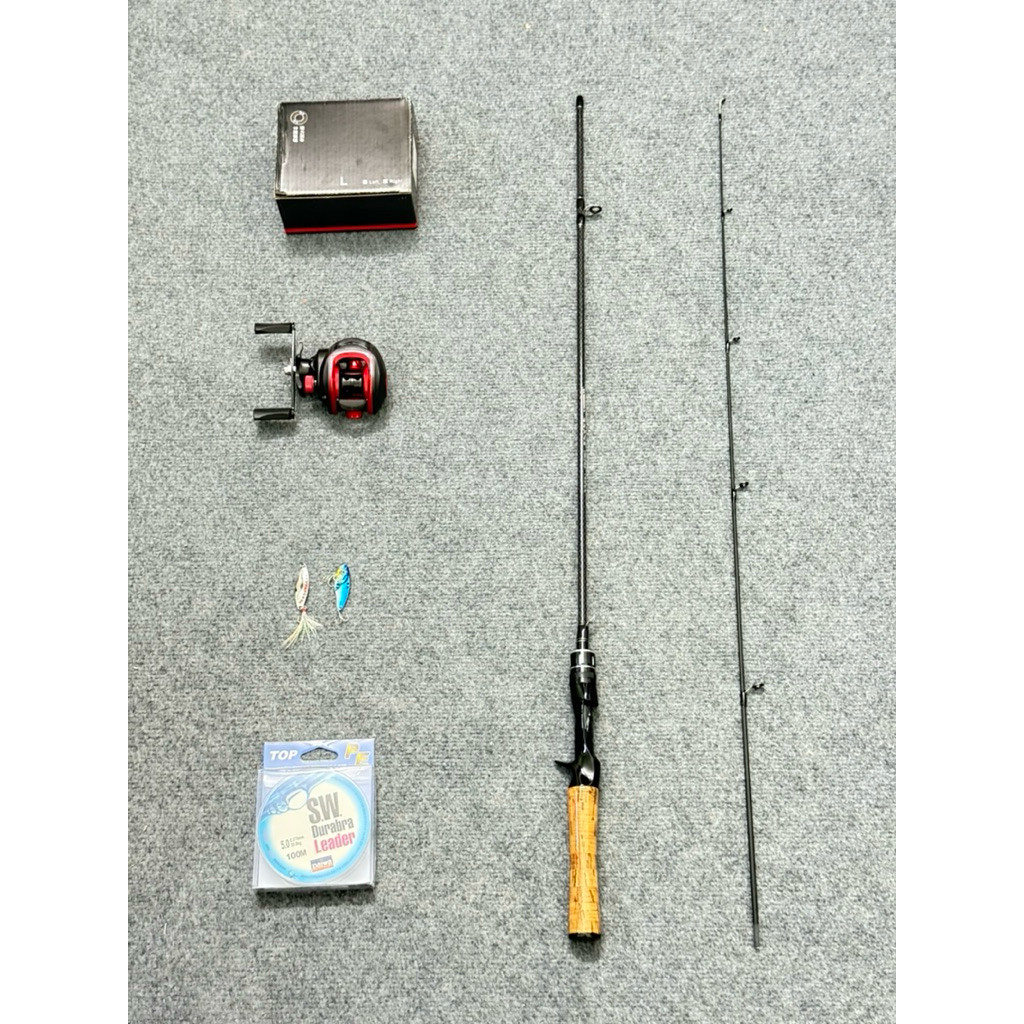 Combo Cần Câu Lure UL Cán Gỗ + Máy Ngang Giá Rẻ, Học Sinh | Ngọn Đặc 1ly Chuyên Câu Cảm Giác, Câu Lóc, Cháp, Suôi