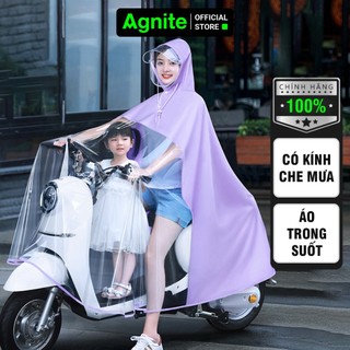 Áo Mưa Trong Suốt Agnite Có Kính Chắn Mưa Thiết Kế Thời Trang Màu Pastel Vải Dày Chống Thấm Cao Cấp