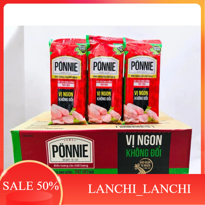 Combo 5 Gói Lớn Xúc Xích Ponnie Dinh Dưỡng Thit Heo 280g (4 Cây x 70g)