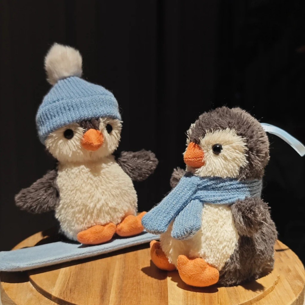 LIKF New skateboard penguin plush cute scarf hat penguin doll pendant Christmas ornament keychain gi