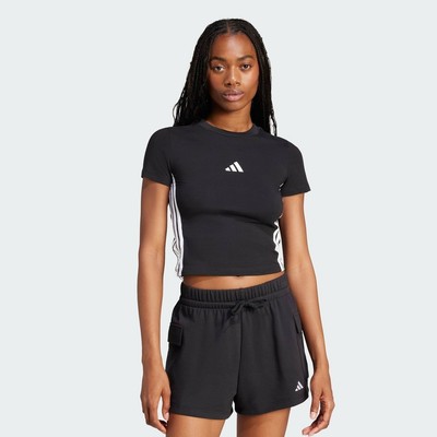 adidas Lifestyle Essentials 3-Stripes Slim Baby Tee Women Black JC8325