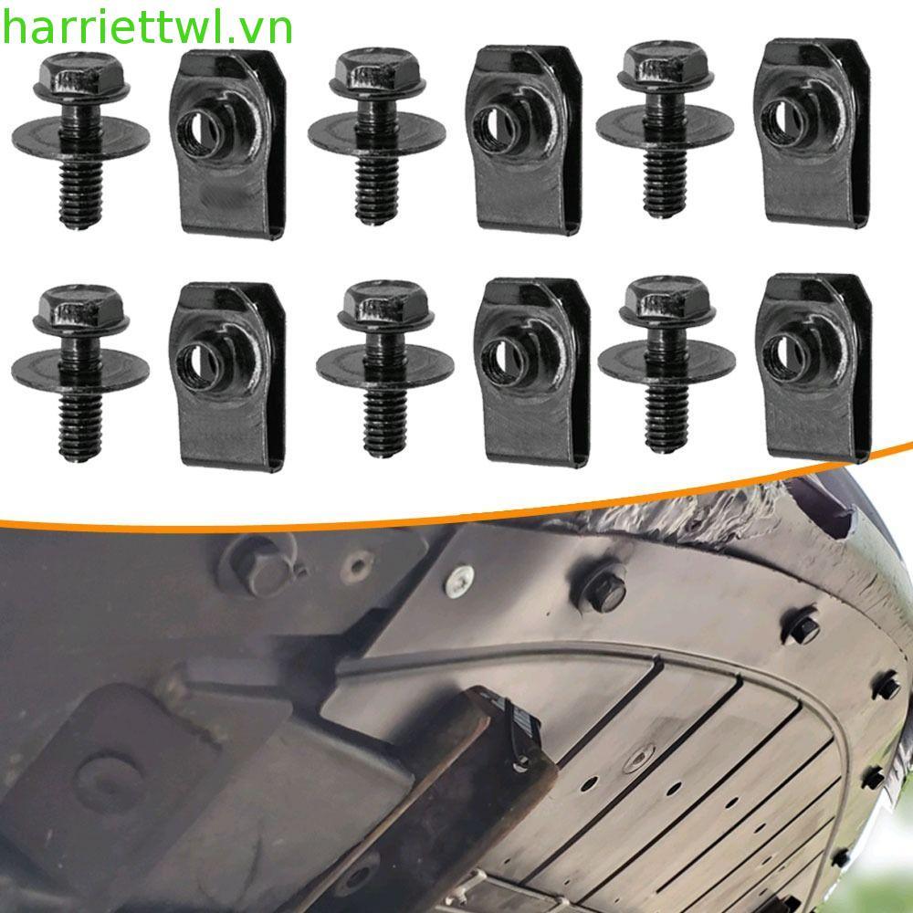 HARRIETT 5 / 10 Bu lông thân xe, Kẹp đai ốc chữ U ô tô M6 6MM, Phụ kiện ô tô Splash Shield Guard U-c
