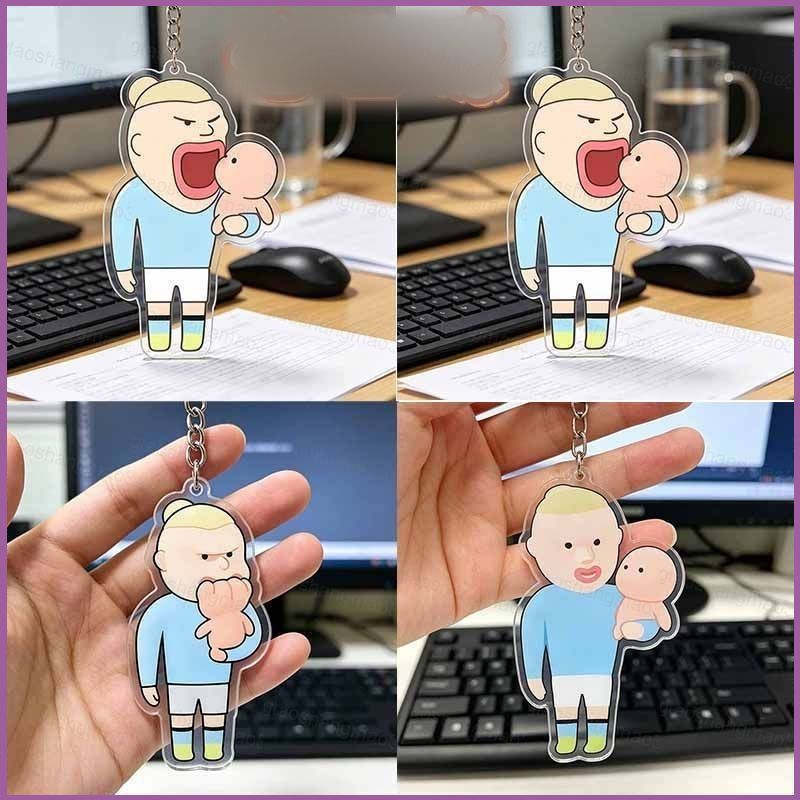 YT3 Erling Haaland Acrylic Móc Khóa Ngộ nghĩnh Dễ Thương Mặt Dây Chuyền Bền Quyến Rũ Cho Ba Lô & Chì