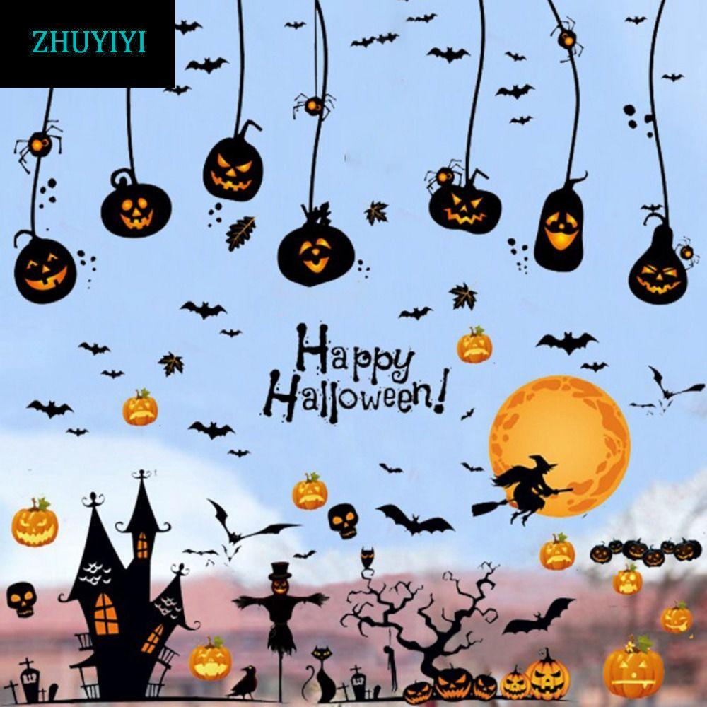 ZHUYIYI 4 Cái / bộ Halloween Bí Ngô Dán, Bát Chống Thấm Nước Tự Dính Halloween Decal, Phim Hoạt Hình
