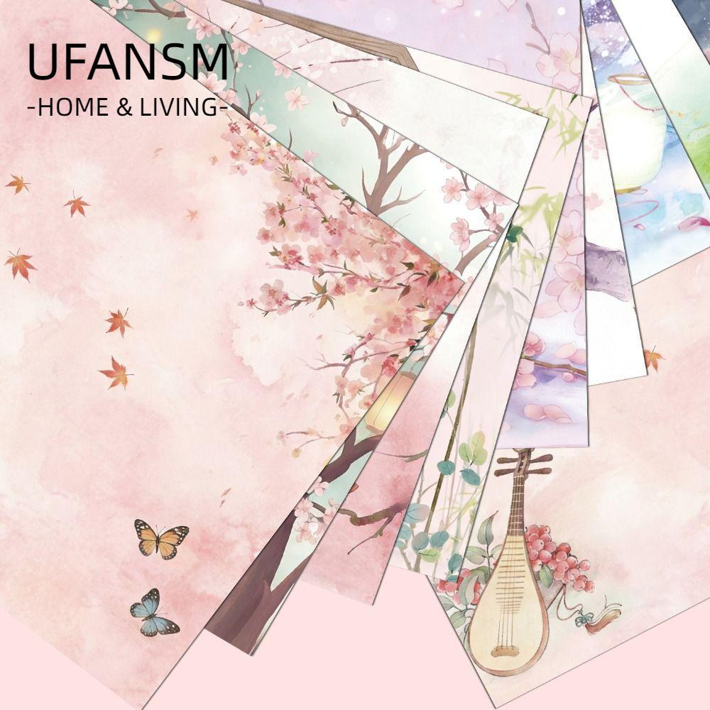 UFASM 60 Tờ Giấy Thủ Công Hoa, Giấy Origami Phong Cảnh Truyền Thống Hoa Anh Đào, Trang Trí Phong Các