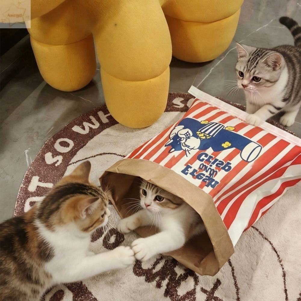 AWNGD Kraft Paper Tunnel, Hide-and-seek Chew Kraft Paper Cat Toy, Câu đố âm thanh dễ thương Giải nén