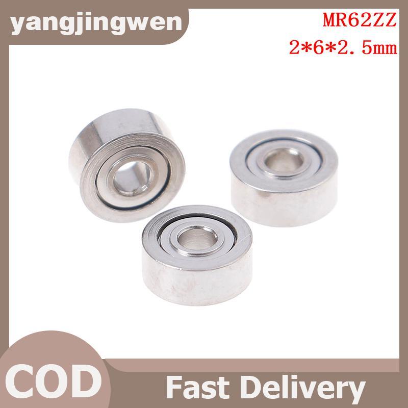 YANGWEN 10 Chiếc MR62ZZ (2x6x2.5mm) Vòng bi chính xác được bảo vệ bằng kim loại Vòng bi mini.