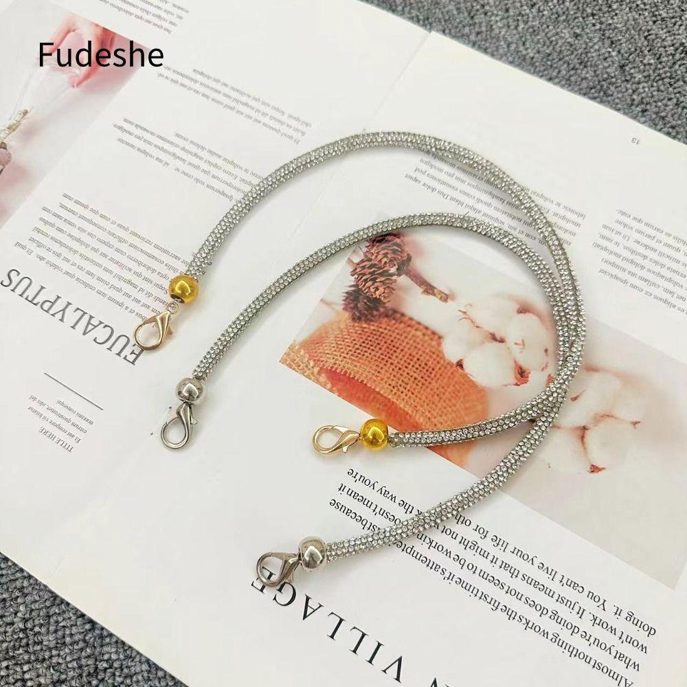 Tay cầm túi kim cương giả FUDESHE, Dây đeo túi ngắn thay thế lấp lánh, Dây đeo túi xách sáng Bling B