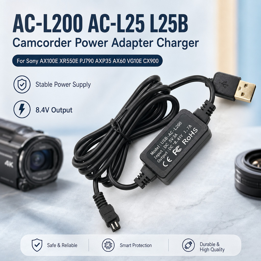 AC-L200 AC-L25 L25B Bộ Chuyển Đổi Nguồn AC Máy Quay Phim Sạc Cho Sony AX100E XR550E PJ790 AXP35 AX60