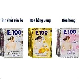 Combo 5 dây Sữa tắm E100 dây 12 gói ( trắng + vàng + hồng )