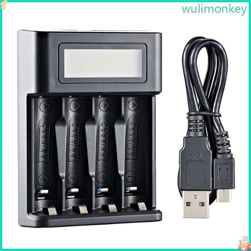 WU 4 Bay LR03 Sạc Màn Hình LCD Sạc 4 Khe Cắm Độc Lập Cho Pin Sạc NiMH LR03