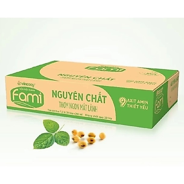 Thùng sữa đậu nành Fami Nguyên chất (36 hộp 1 thùng x 200ml )-NPP Nhật Minh