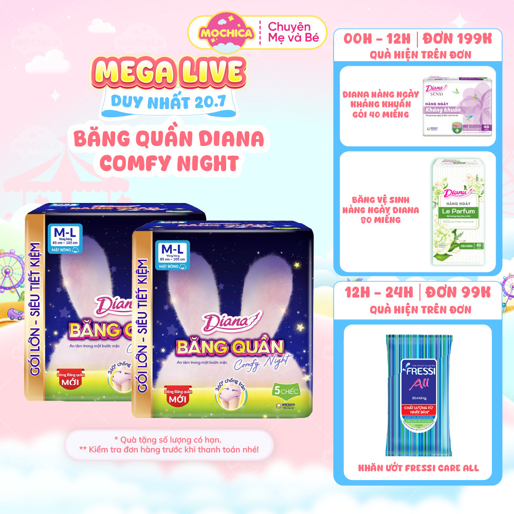 Diana Băng Quần Comfy Night size S-M, M-L 5 chiếc/gói-Mochica