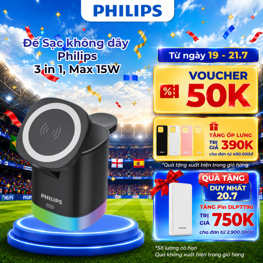Đế Sạc không dây 3 in 1 Philips Charger stand - DLP8430