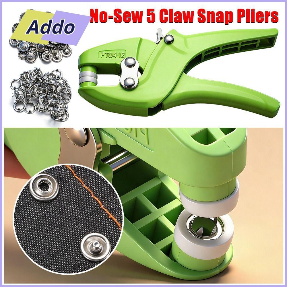 ADDO.PH 5 Vuốt Snap Kìm, Kìm Snap Vô Hình Không May, Kìm Snap Hole Punch Kim Loại Nylon Dày Di Động 