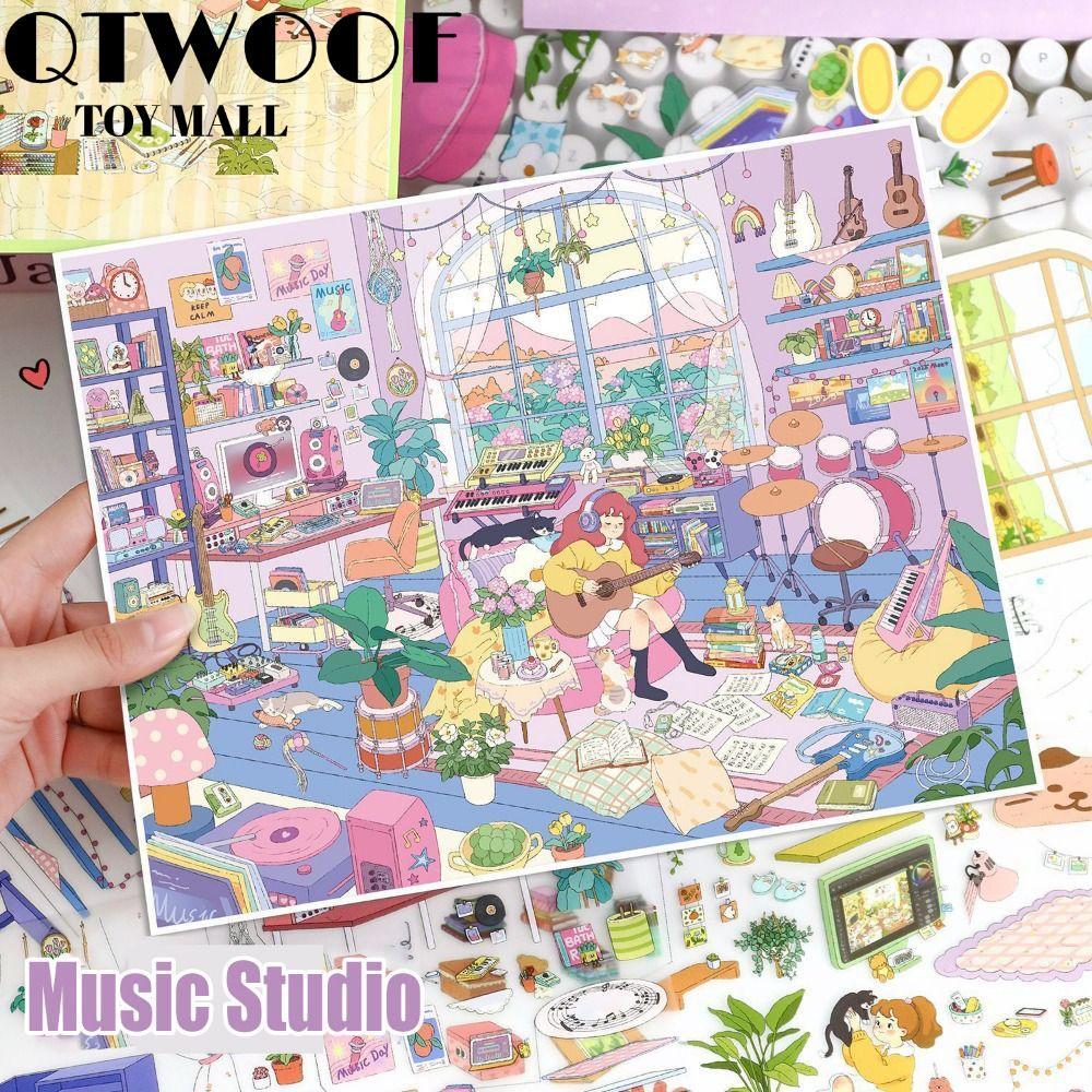 QTWOOF DIY Pocket Cabin Scene Sticker, Scene Display Decompression Landscape Sticker, Visual Stackin
