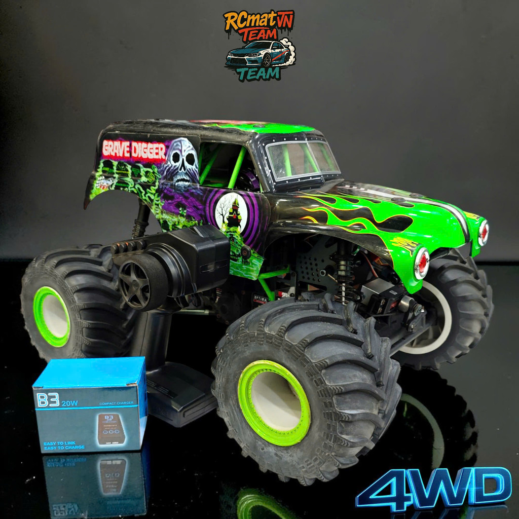 Xe Điều Khiển Brushless Losi LMT Monster Jam 1/8 Bốc Đầu SIêu Mạnh Mẽ Like New Đã Nâng Cấp ESC 150A