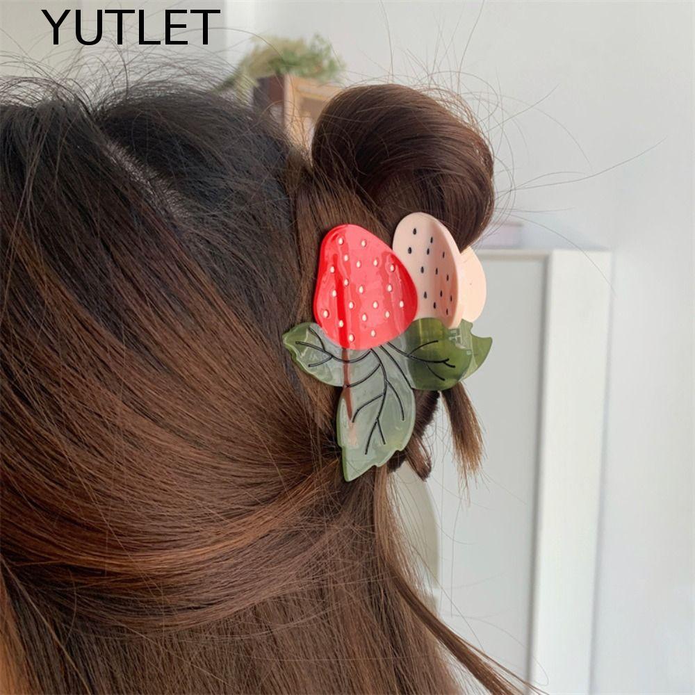 YUTLET Dâu Acetate Kẹp Tóc, Kẹp Tóc Ngọt Ngào Trái Cây Acetate Móng Vuốt Kẹp Tóc, Kẹp Tóc Dễ Thương 