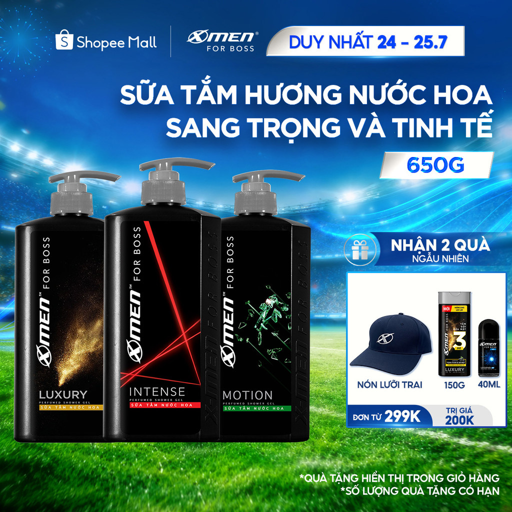 Sữa Tắm Nam XMen for Boss 650g Hương Nước Hoa Châu Âu Sang Trọng Lịch Lãm