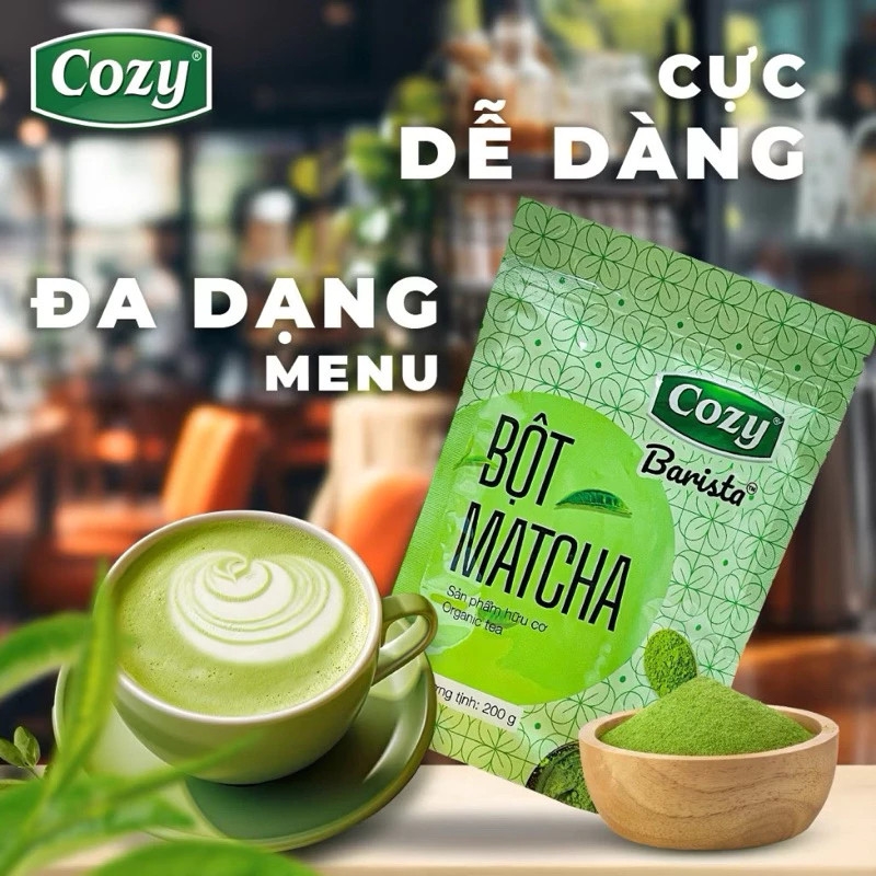 Bột Matcha Cozy 200g - Bột Trà Xanh Pha Chế Matcha Latte, Làm Bánh, Kem, Đồ Uống