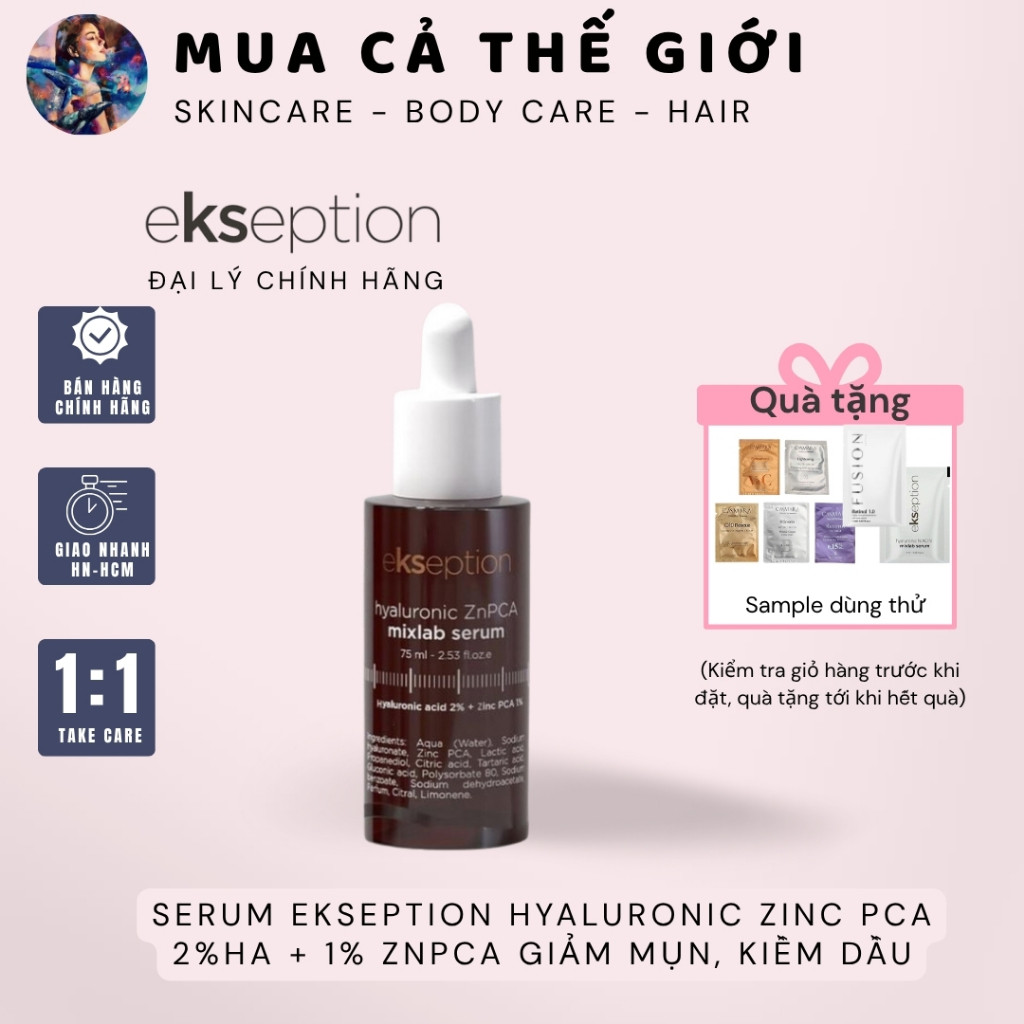 [SVIP] [HÀNG CÔNG TY] Serum Ekseption Hyaluronic Zinc PCA, HA + 1% ZnPCA giảm mụn, kiềm dầu