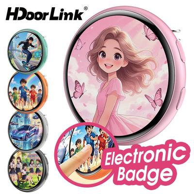HdoorLink Anime Huy Hiệu Kỹ Thuật Số 1.5 In Huy Hiệu Điện Tử HD Màn Hình Cảm Ứng E-Badge Có Màn Hình Ảnh & Video Cho Quà Tặng Sinh Nhật Tuyệt Vời