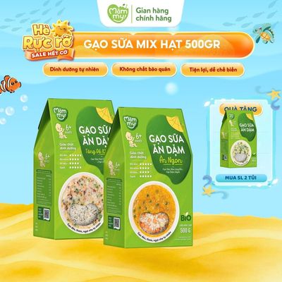 Gạo sữa ăn dặm cho bé Mămmy nấu cháo mềm mịn phù hợp hệ tiêu hóa non nớt của bé từ 6 tháng, hộp 500g