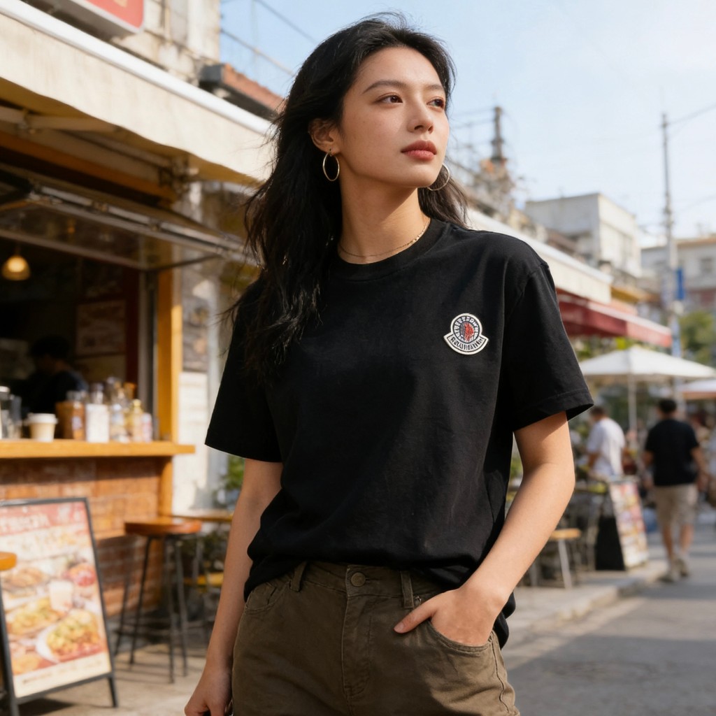 #上身素材图
Moncler / Moncler Ngực thêu logo Áo thun ngắn tay DPCU