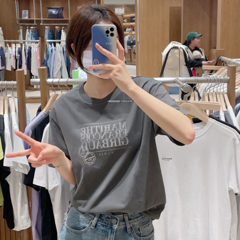 Chất Lượng Cao Phong Cách Hàn Quốc MARITHE FRANCOIS GIRBAUD Vintage Tem In Hình Nữ Cotton Cao Cấp Ta