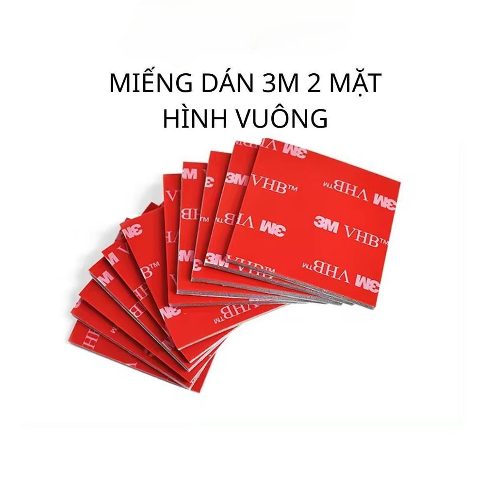 Combo 10 Miếng dán 3M 2 mặt hình vuông siêu bám dính băng keo 3m gắn gopro cam mặt vuông