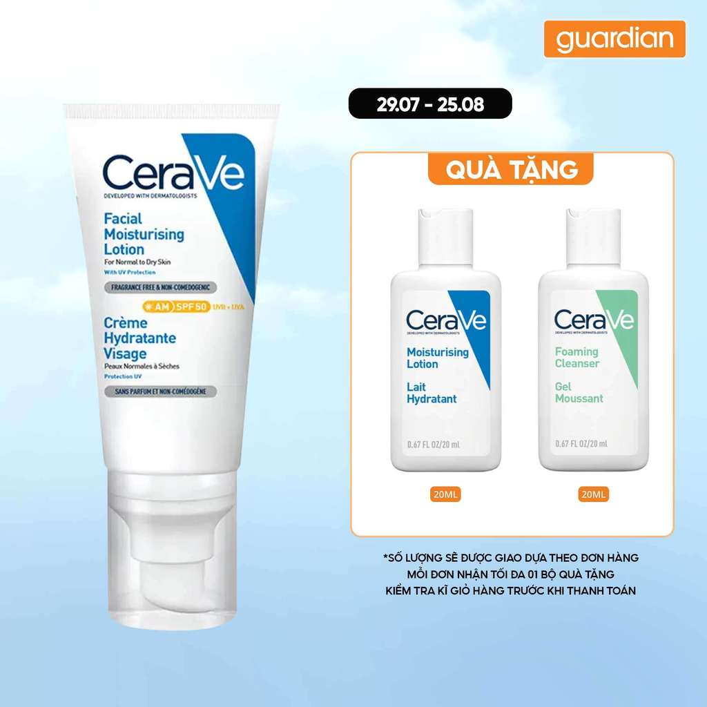 Sữa Dưỡng Ẩm Chống Nắng Phục Hồi SPF 50 CeraVe Facial Moisturising Lotion Am 52Ml | Guardian Việt Na