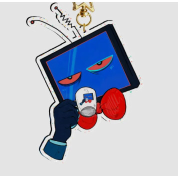 Sleepy Media Man Glitter Acrylic Keychain Mua Decor Shop