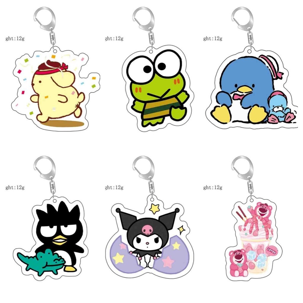Kero Kero Keroppi BADBADTZ-MARU อะนิเมะ Key Chain Sanrio บริษัทผู้ชาย Key Chain สงปอะคริลิคพวงกุญแจจ