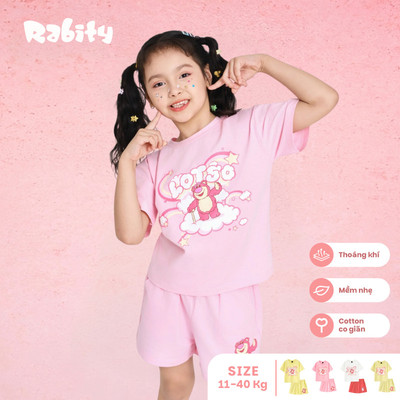   Đồ bộ thun ngắn tay Gấu dâu Lotso Disney bé gái Rabity 560.902