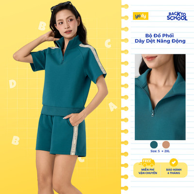 Bộ Đồ Nữ YODY Set áo thun quần short phối dây dệt năng động WCST26S017