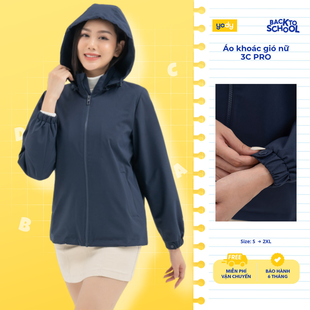Áo khoác nữ Yody gia đình 3C Pro chất liệu cao cấp cản gió giữ ấm áo gió nhiều màu chống UV AKN6012