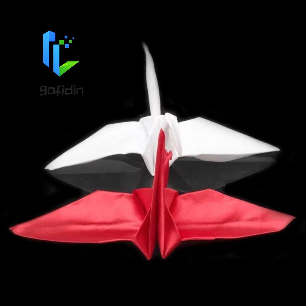 GOFIDIN Magic Trick Paper Crane, Stage Illusion Red White Origami Crane Magic, Bar Party Gimmick Acc