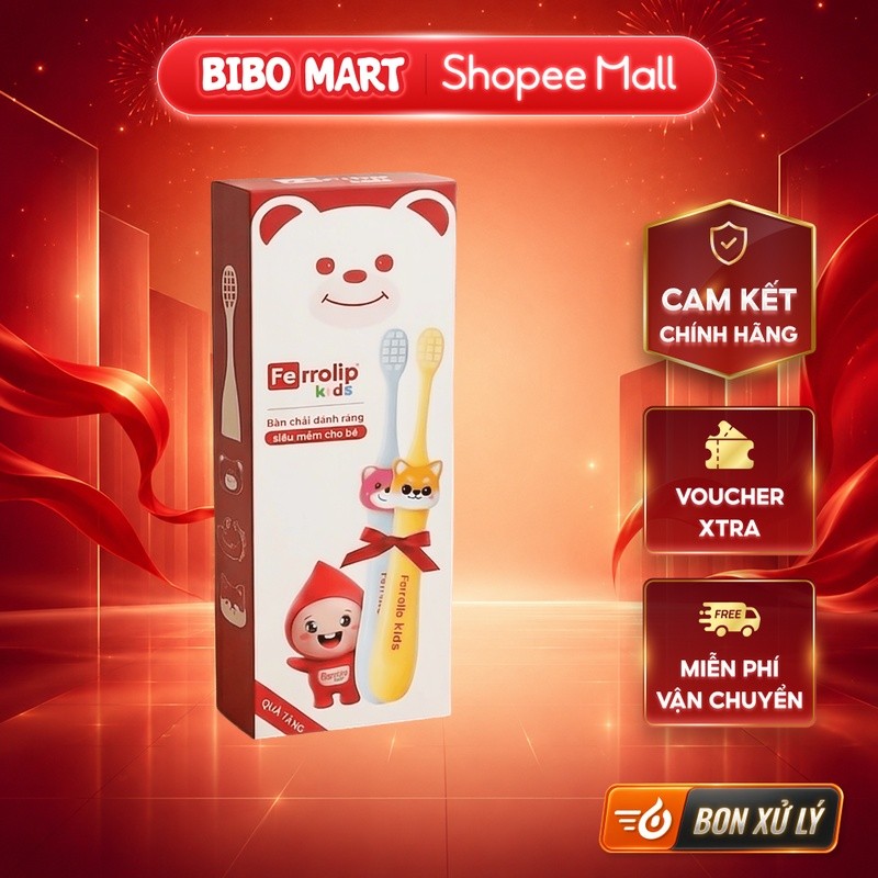 [QT] Cặp Bàn Chải Đánh Răng Ferrolip Kids Bàn Chải Cho Bé - Bibo Mart