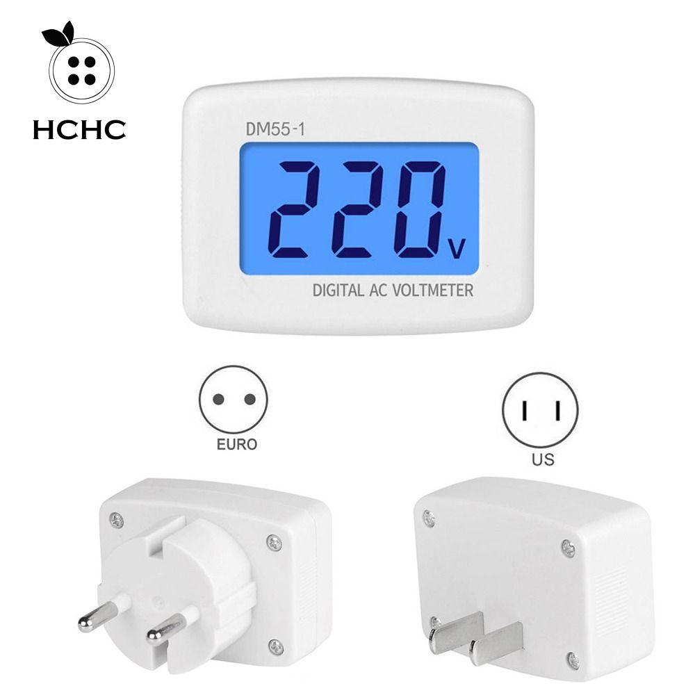 Đồng hồ đo điện áp phẳng treo tường HCHC 110V 220V LCD DM55-1 Plug Volt Meter