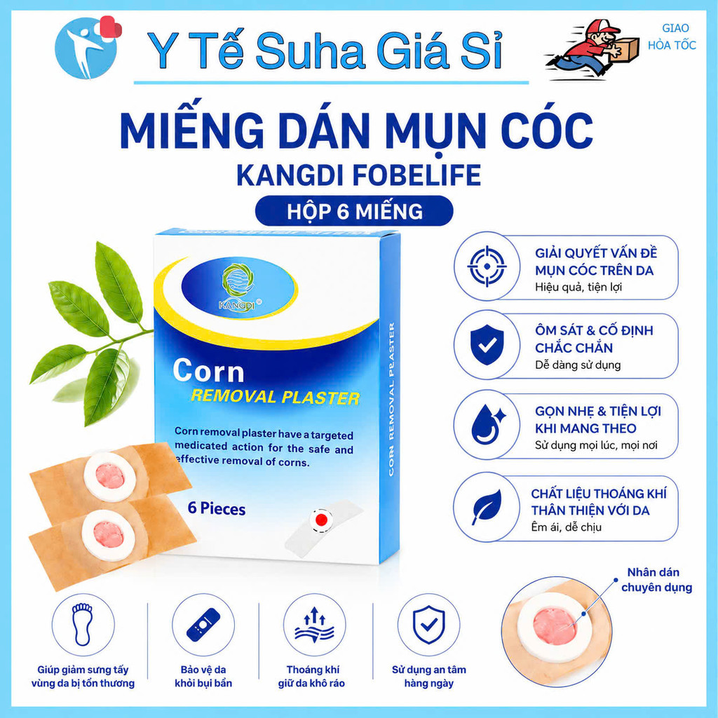 Miếng dán mụn cóc Kangdi Fobelife (HỘP 6 miếng) Y TẾ SUHA