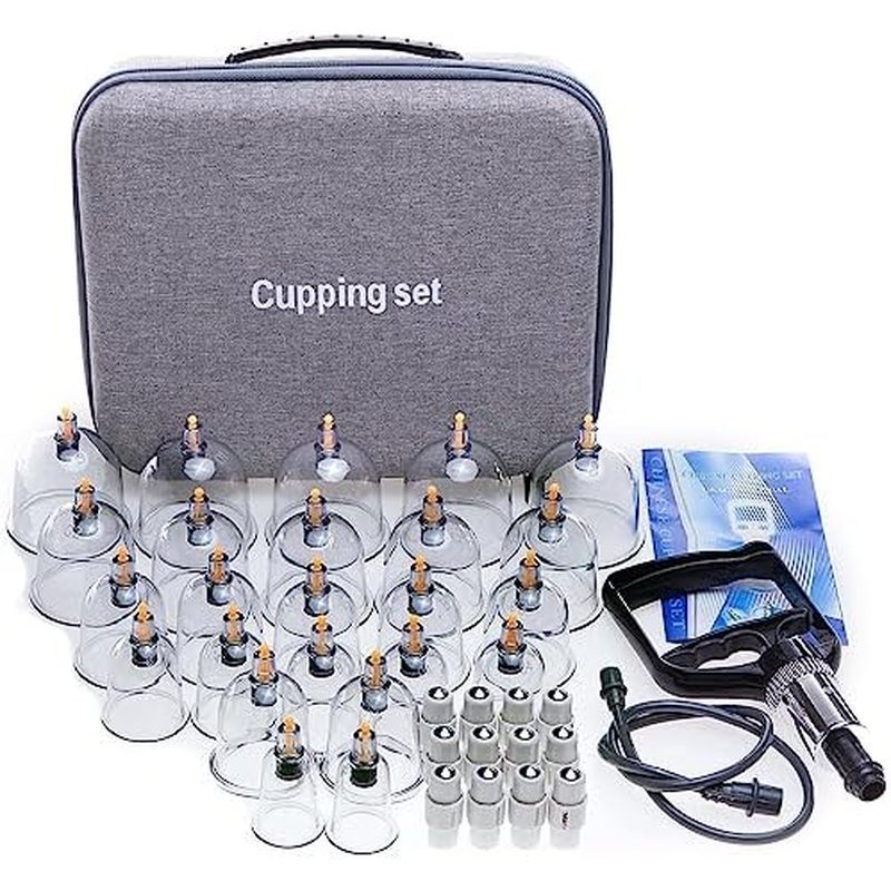 Bộ cốc 24 cốc Massage trị liệu có máy bơm tay và hộp đựng di động | Bộ cốc để trị liệu Massage, Bộ t