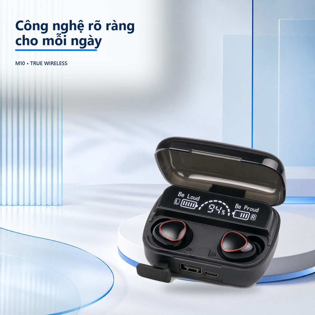 Tai nghe Bluetooth M10: Tai nghe chơi game không dây có đèn LED