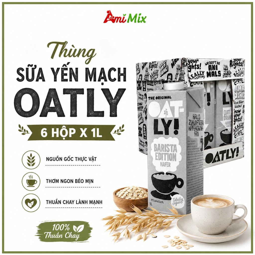 [THÙNG 6 HỘP] Sữa Yến Mạch OATLY Nguyên Vị - Barista Edition 1L