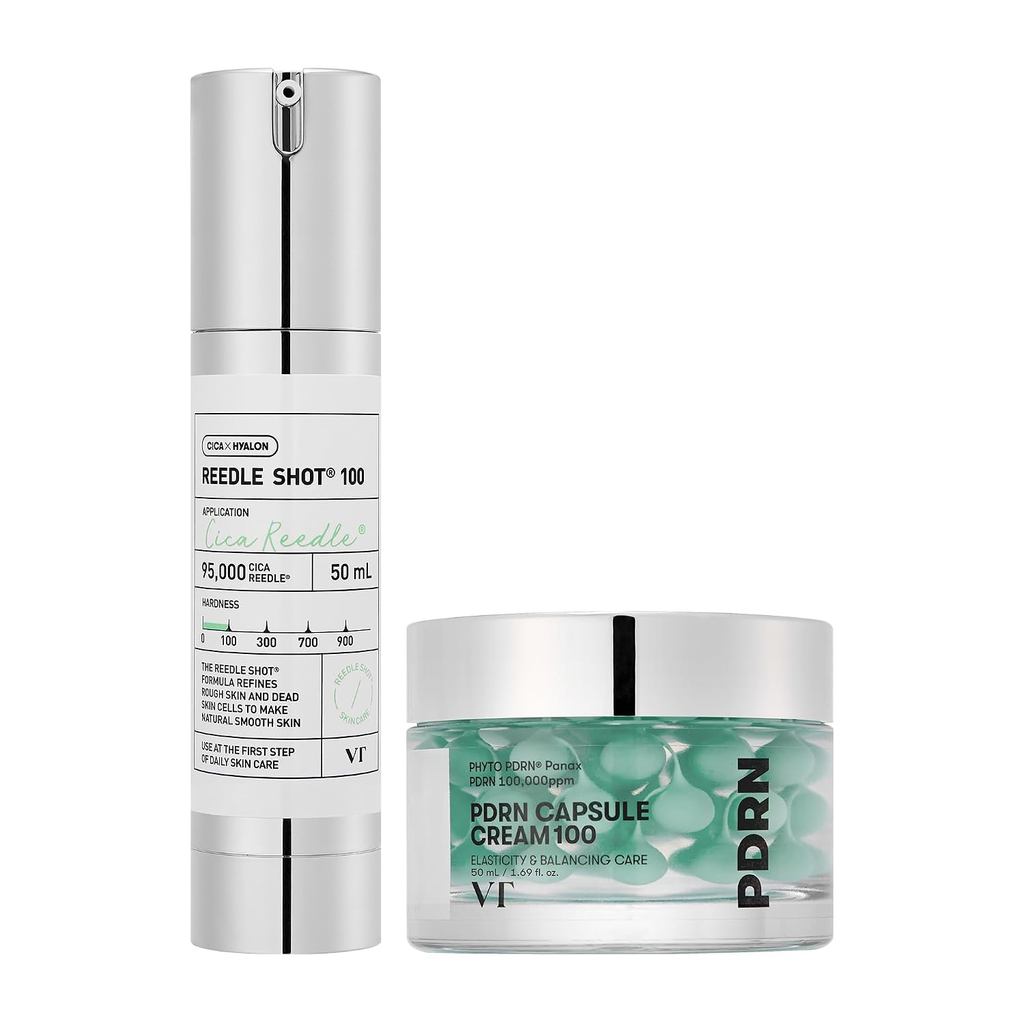VT COSMETICS CICA Reedle Shot 100 + PDRN Capsule Cream 100 Bundle | Kem dưỡng ẩm Microneedling Serum