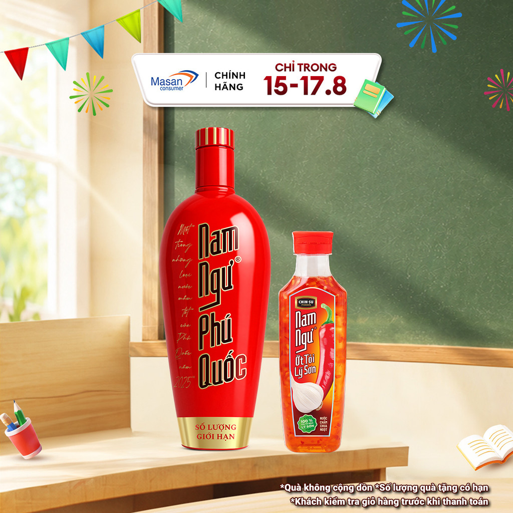Combo 1 Nước mắm Nam Ngư Phú Quốc chai x 500ml + 1 Nước mắm cá cơm Nam Ngư chai thủy tinh chai x 500