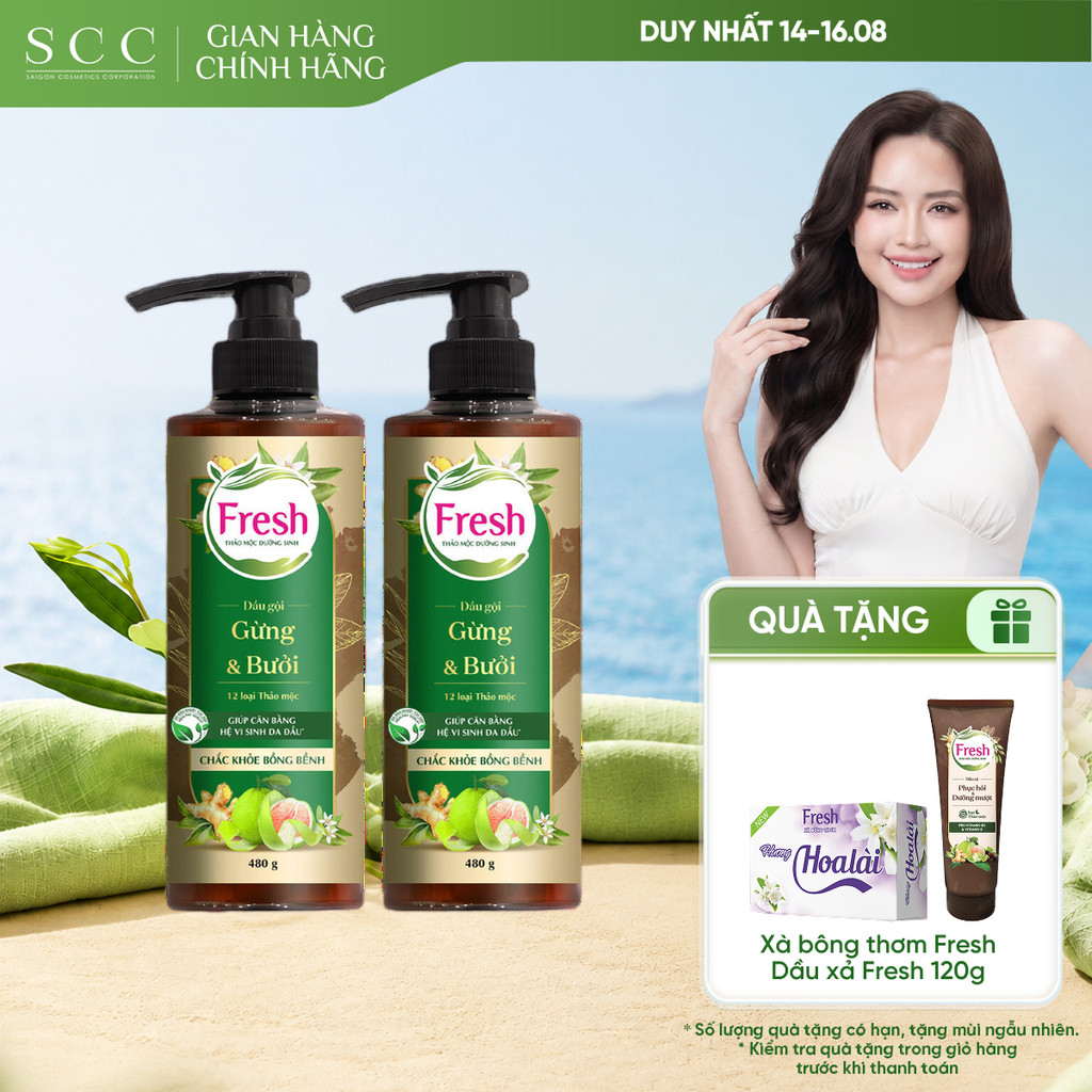 Combo 2 Dầu Gội FRESH Thảo Mộc Dưỡng Sinh Chắc Khỏe Bồng Bềnh 480g/chai